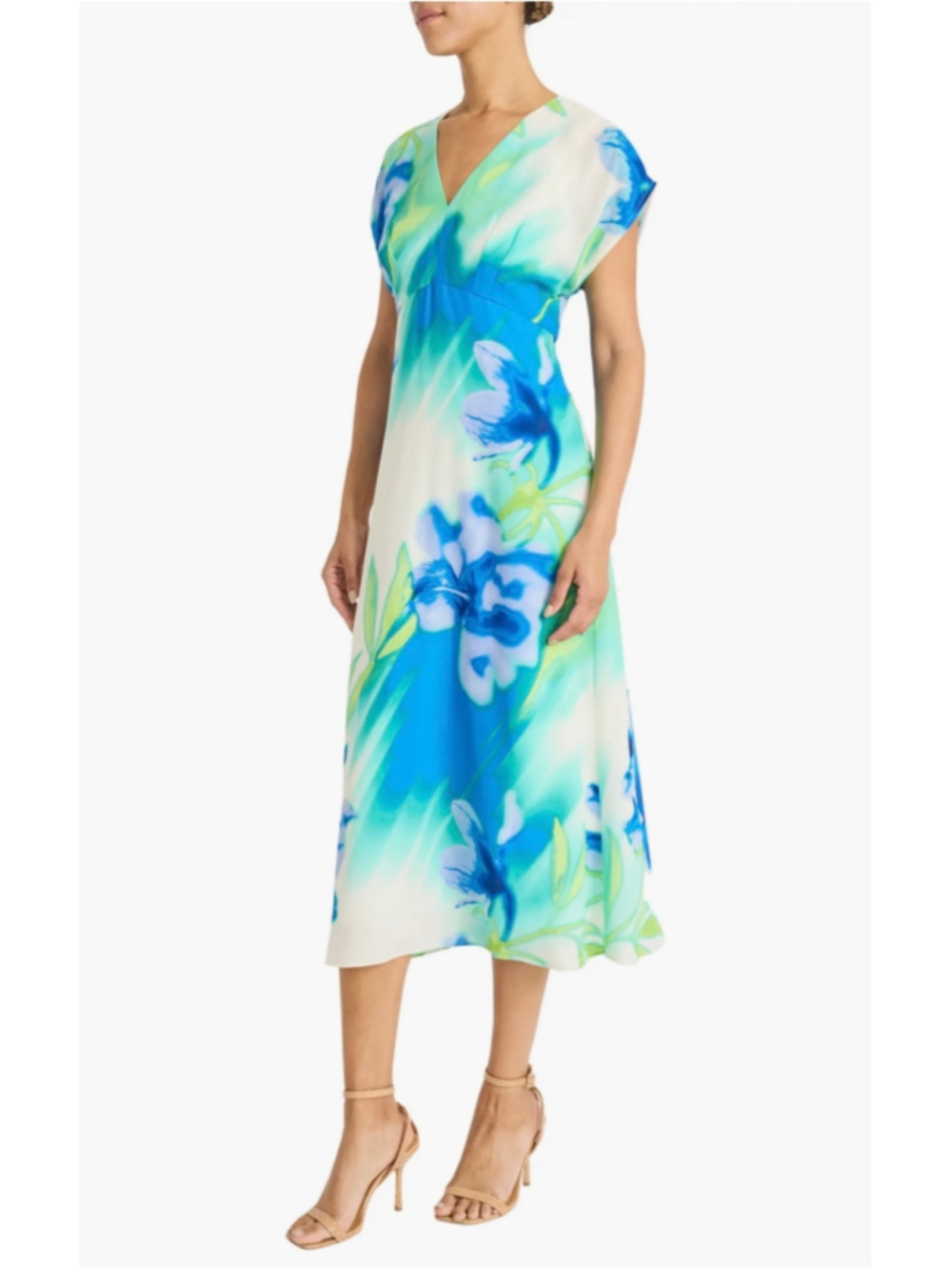 NWT MAGGY LONDON Floral Short Sleeve V-Neck Lined Dress Size 4
